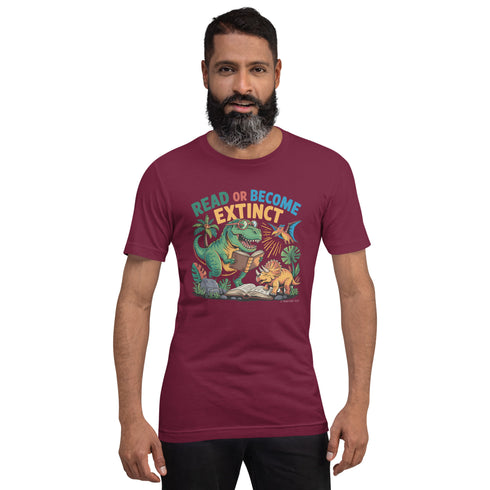 Read or Become Extinct Dinosaur Christian Bible Verse T-Shirt